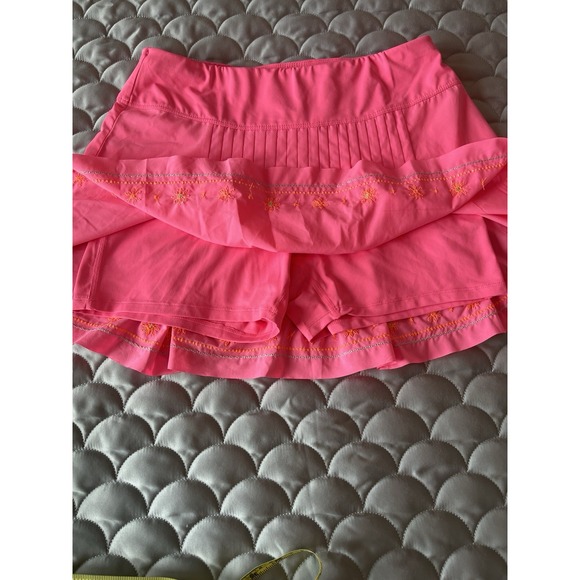 Lucky In Love Women S Neon Pink Pleated Embroidered Skort  Tennis  Pickle Ball - Picture 6 of 7